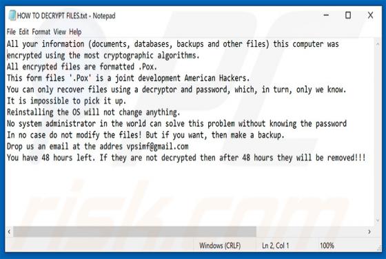 Pox Ransomware