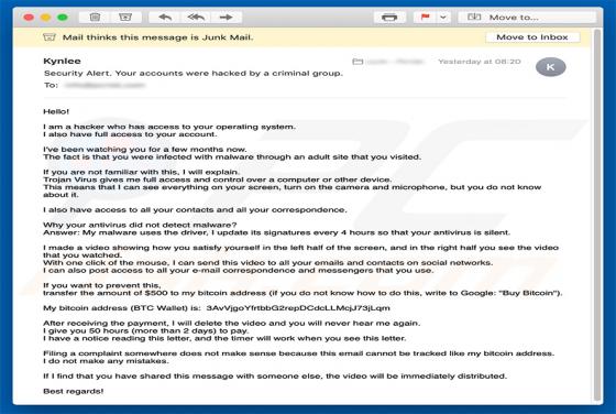 Hacker Who Has Access To Your Operating System Email Scam