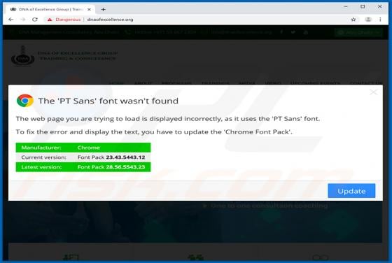 The PT Sans Font Wasnt Found POP-UP Scam