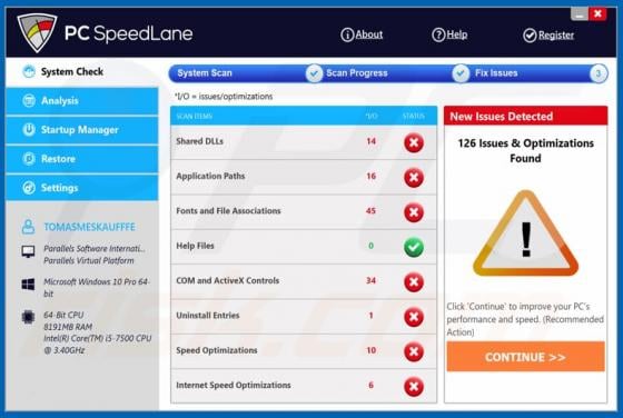 PC SpeedLane Unwanted Application