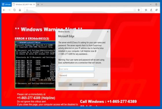 ERROR # ER36dx9832(3) POP-UP Scam