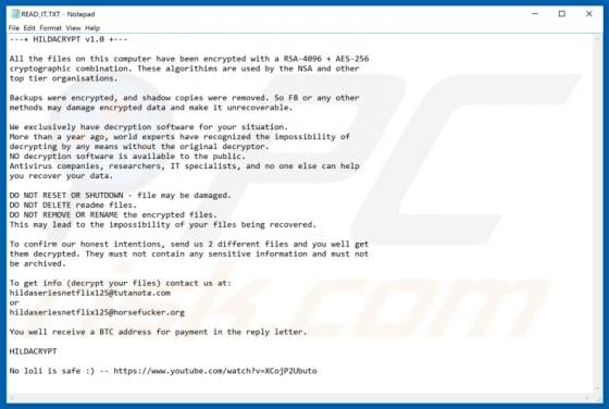 HILDACRYPT Ransomware