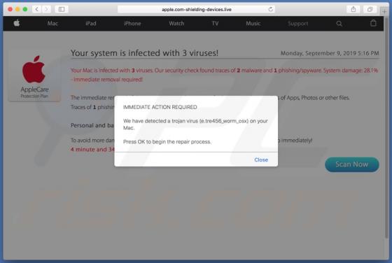 Apple.com-shielding-devices.live POP-UP Scam (Mac)