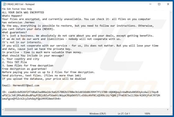 Hermes837 Ransomware
