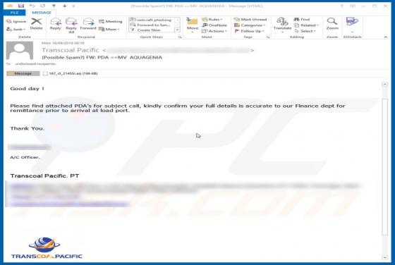 Transcoal Pacific Email Virus
