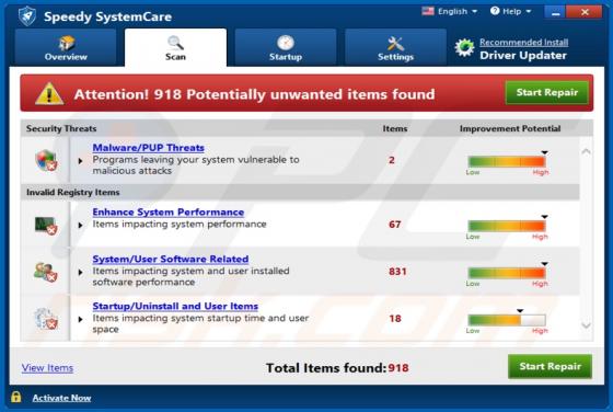 Speedy SystemCare Unwanted Application