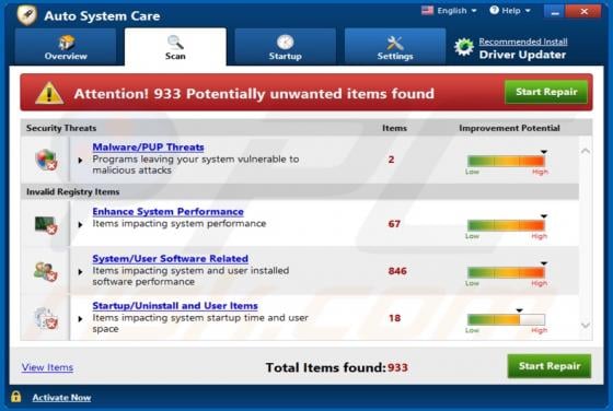 Auto System Care Unwanted Application