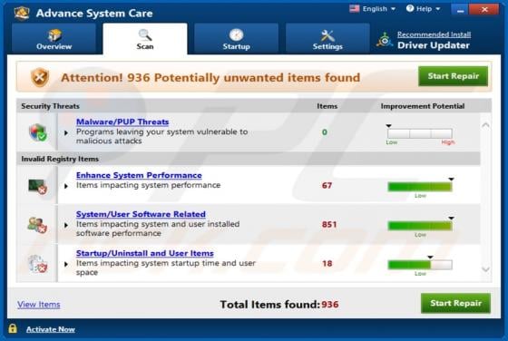 Advance System Care Unwanted Application