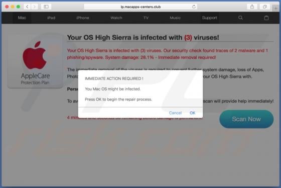 Your Mac OS Might Be Infected POP-UP Scam (Mac)