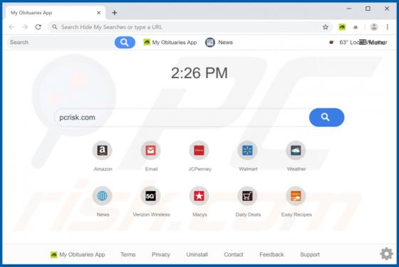 My Obituares App Browser Hijacker