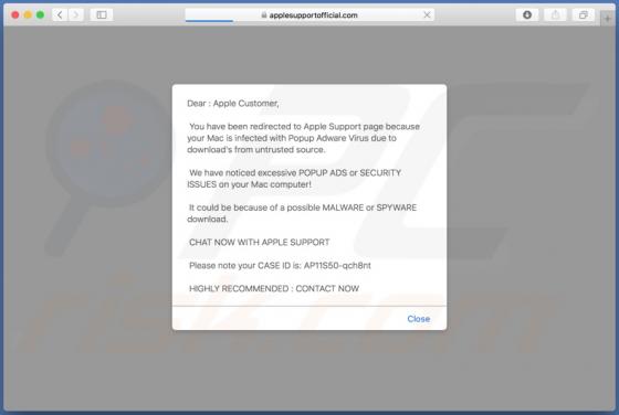 Applesupportofficial.com POP-UP Scam (Mac)