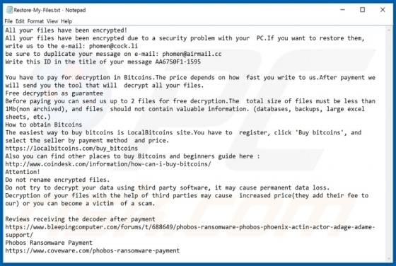 PhobosImposter Ransomware