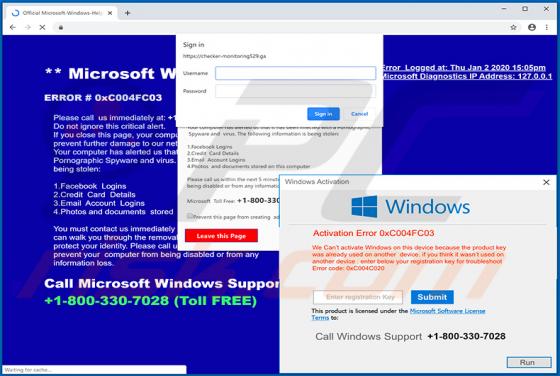 Activation Error 0xC004FC03 POP-UP Scam