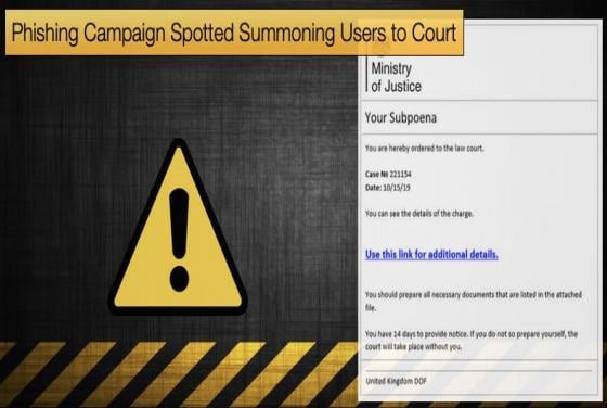 Phishing Campaign Spotted Summoning Users to Court