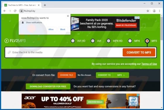 Flv2mp3.by Suspicious Website