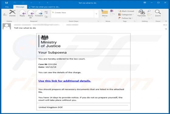 Ministry of Justice Email Virus
