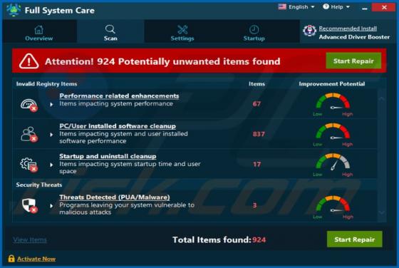 Full System Care Unwanted Application