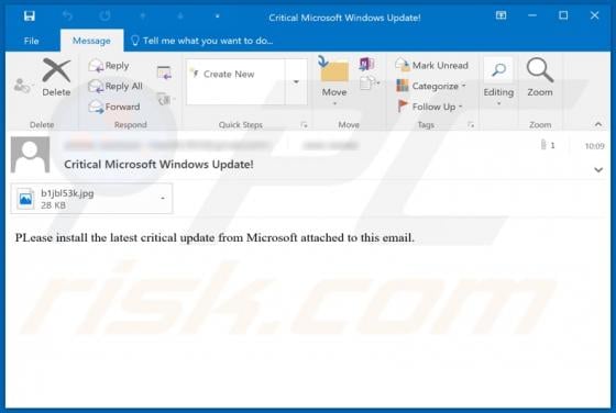 Critical Microsoft Windows Update! Email Scam