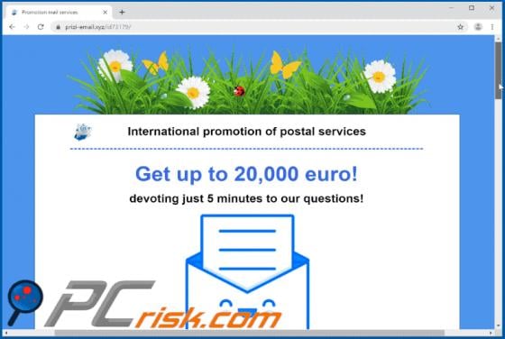International promotion of postal services POP-UP Scam