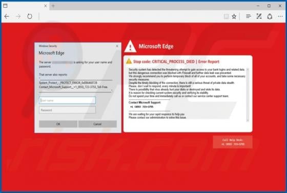 CRITICAL_PROCESS_DIED POP-UP Scam