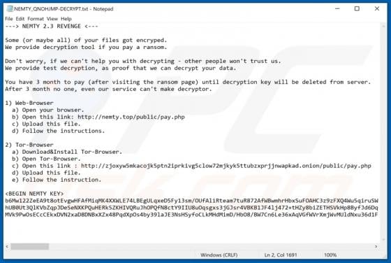 NEMTY 2.3 REVENGE Ransomware