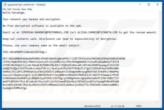 Parad1gm Ransomware