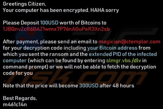 m461c14n Ransomware