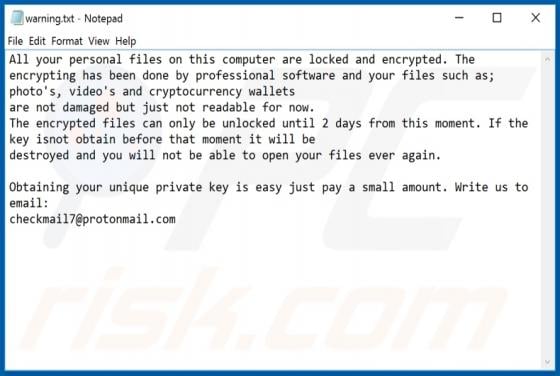 Checkmail7@protonmail.com Ransomware