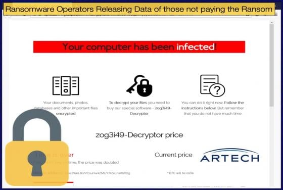 Ransomware Operators Releasing Data of those not paying the Ransom