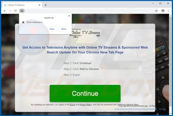 Online TV Streams Browser Hijacker