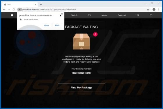 You Have (1) Package Waiting POP-UP Scam