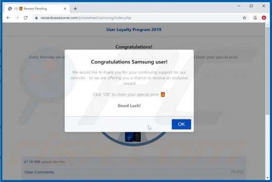 Congratulations Samsung User! POP-UP Scam
