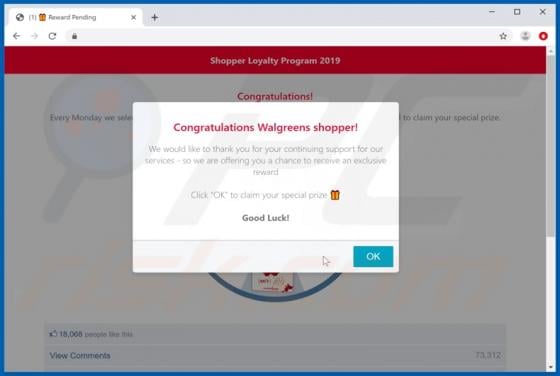 Congratulations Walgreens Shopper! POP-UP Scam
