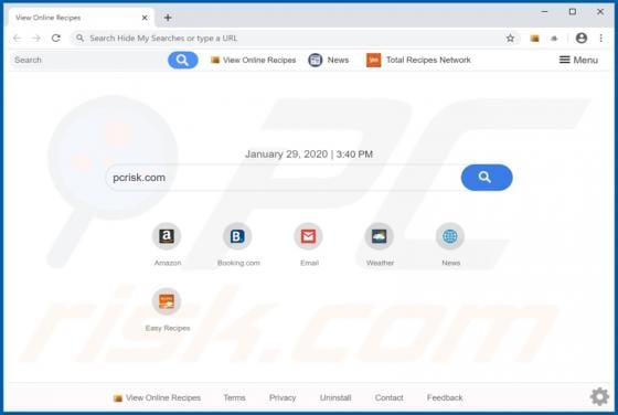 View Online Recipes Browser Hijacker
