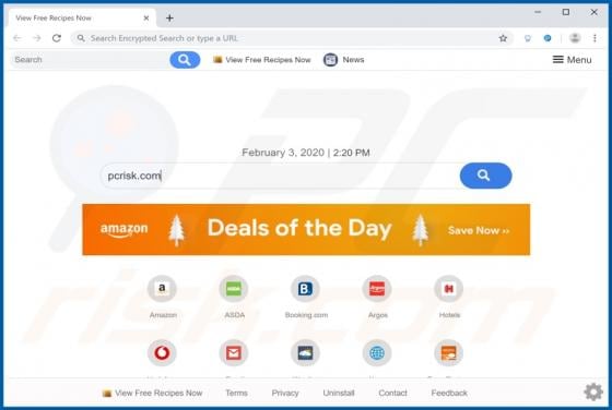 View Free Recipes Now Browser Hijacker