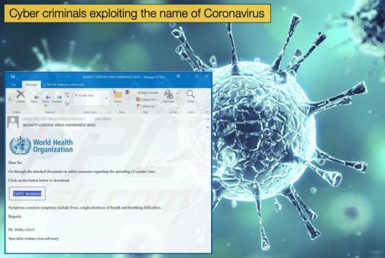 Cyber criminals exploiting the name of Coronavirus
