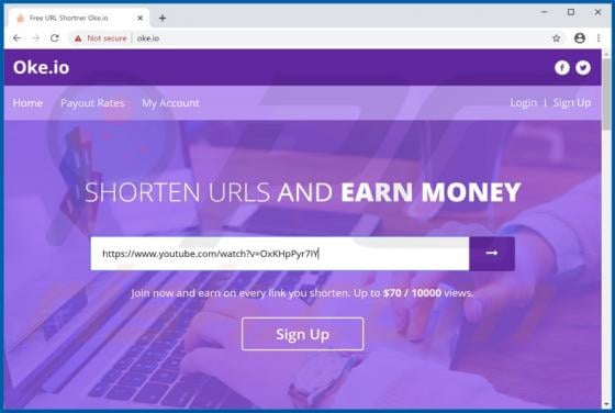 Oke.io Suspicious Website