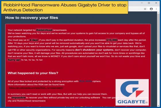 RobbinHood Ransomware Abuses Gigabyte Driver to stop Antivirus Detection