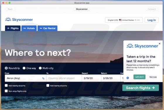 SkyScanner App (Mac)