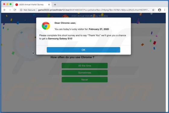 Prizesfinder POP-UP Scam (Mac)