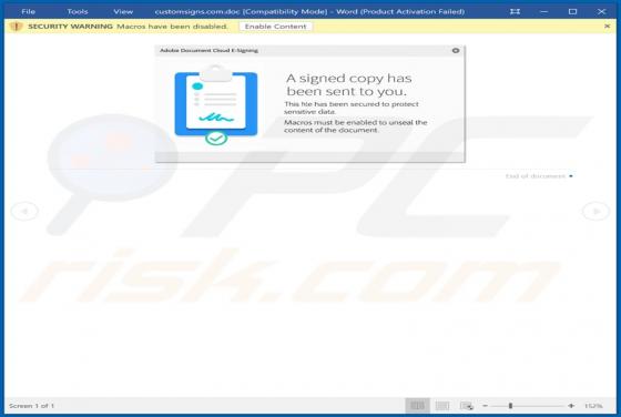 Adobe Document Cloud E-Signing Email Virus