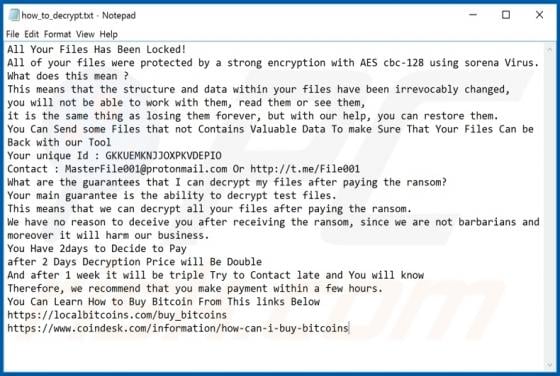 Sorena Ransomware