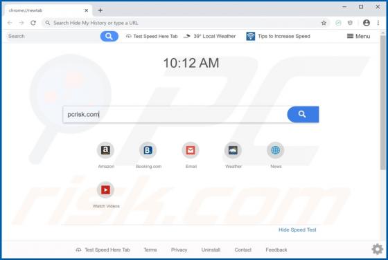 Test Speed Here Tab Browser Hijacker