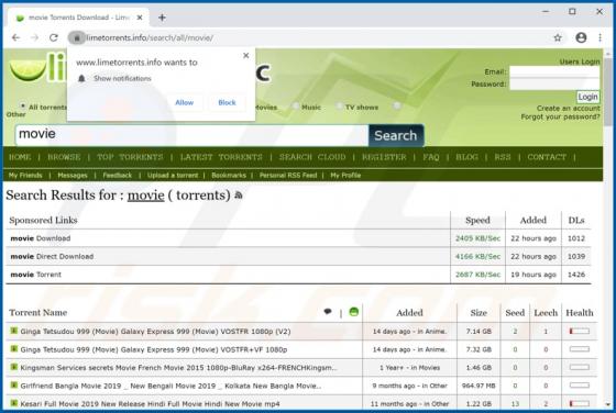 Limetorrents.info Suspicious Website