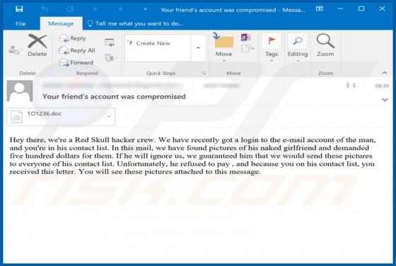 Your Friend’s Account Was Compromised Email Virus