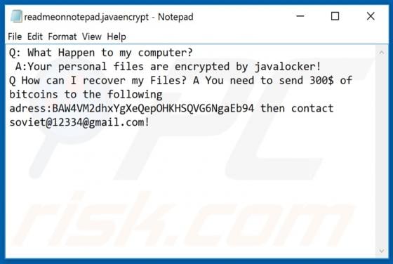 JavaEncrypt Ransomware