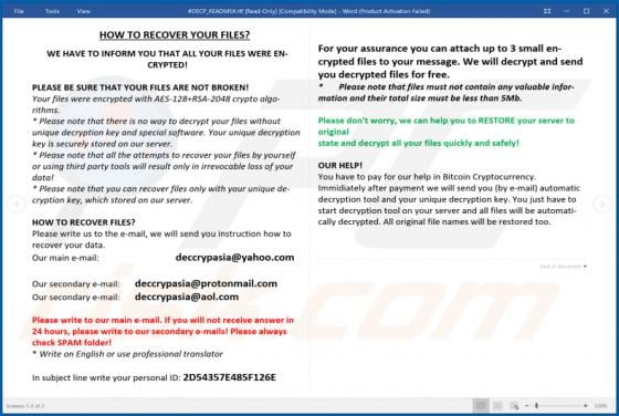DECP Ransomware