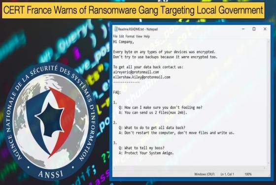 CERT France Warns of Ransomware Gang Targeting Local Government