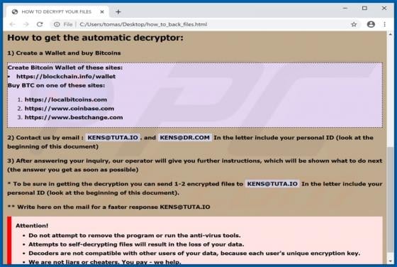 KENS@TUTA.IO Ransomware