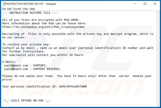 Lesli Ransomware